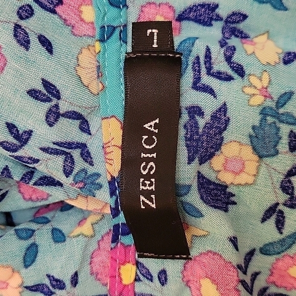 Zesica 1990s Turquoise Surplice Floral Wrap Maxi Prairie Dress - Picture 12 of 13